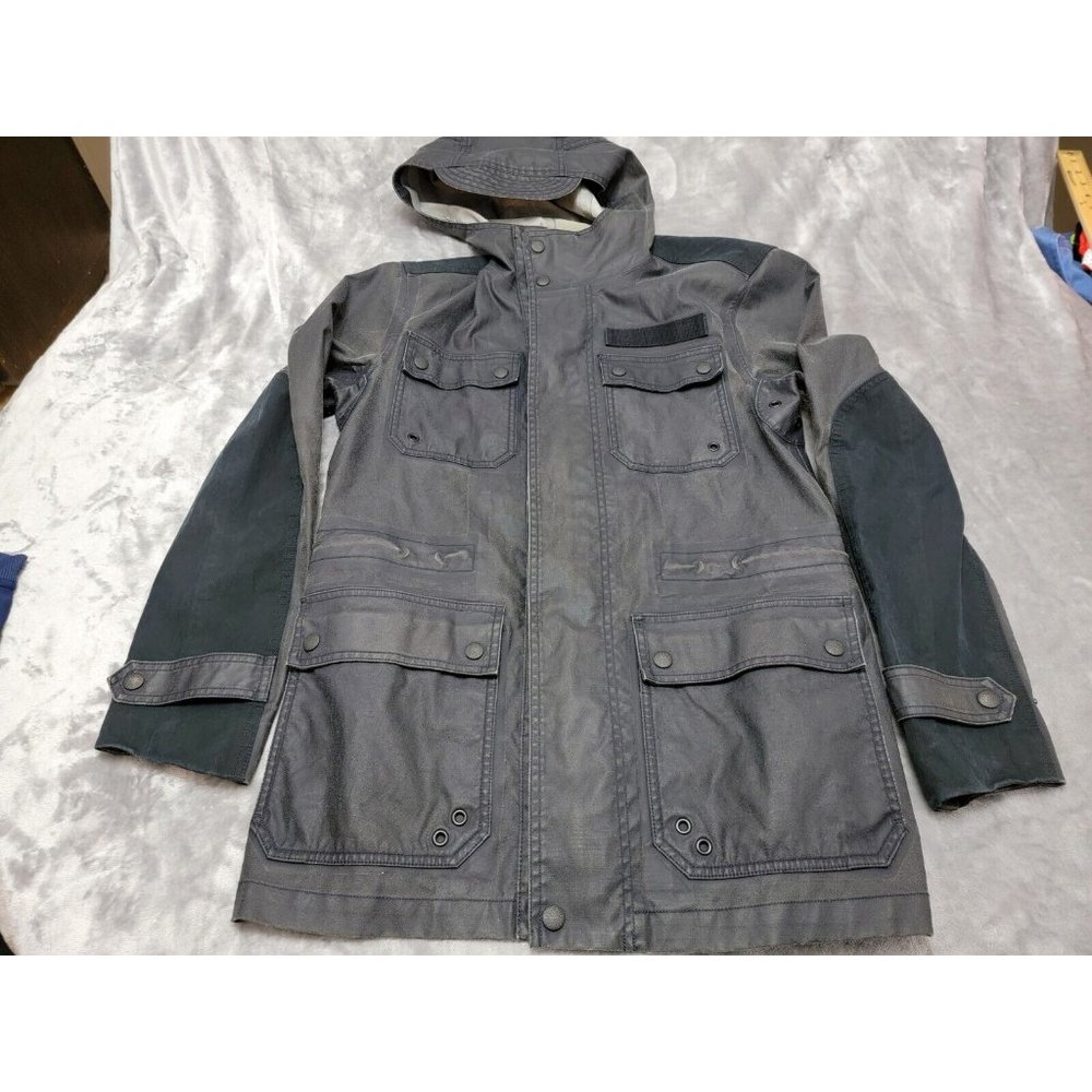 Rag & Bone Mens hooded rain Jacket Small faded‎ distressed black